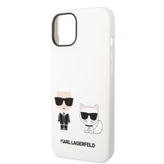   Karl Lagerfeld and Choupette Liquid Silicone Apple iPhone 14 (6.1) hátlapvédő tok fehér (KLHCP14SSSKCW)