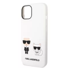   Karl Lagerfeld and Choupette Liquid Silicone Apple iPhone 14 (6.1) hátlapvédő tok fehér (KLHCP14SSSKCW)