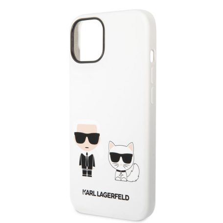 Karl Lagerfeld and Choupette Liquid Silicone Apple iPhone 14 (6.1) hátlapvédő tok fehér (KLHCP14SSSKCW)