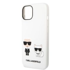   Karl Lagerfeld and Choupette Liquid Silicone Apple iPhone 14 Plus (6.7) hátlapvédő tok fehér (KLHCP14MSSKCW)