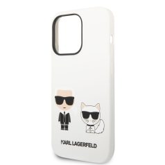   Karl Lagerfeld and Choupette Liquid Apple iPhone 14 Pro Max (6.7) hátlapvédő tok fehér (KLHCP14XSSKCW)