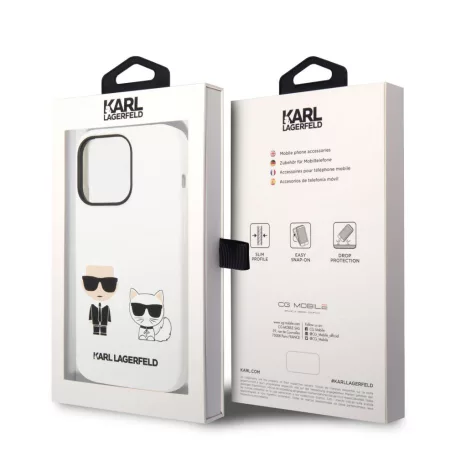 Karl Lagerfeld and Choupette Liquid Apple iPhone 14 Pro Max (6.7) hátlapvédő tok fehér (KLHCP14XSSKCW)