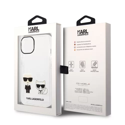 Karl Lagerfeld PC/TPU Ikonik Karl and Choupette Apple iPhone 14 (6.1) hátlapvédő tok átlátszó (KLHCP14SCKTR)