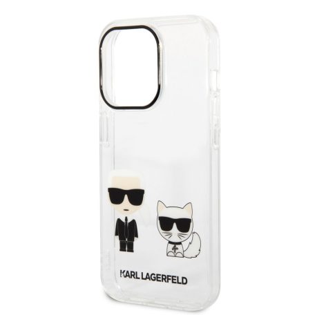 Karl Lagerfeld PC/TPU Ikonik Karl and Choupette Apple iPhone 14 Pro (6.1) hátlapvédő tok átlátszó (KLHCP14LCKTR)
