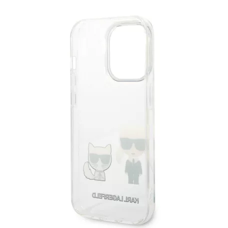Karl Lagerfeld PC/TPU Ikonik Karl and Choupette Apple iPhone 14 Pro (6.1) hátlapvédő tok átlátszó (KLHCP14LCKTR)