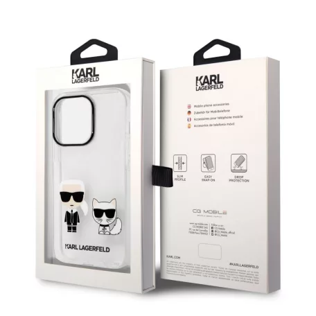 Karl Lagerfeld PC/TPU Ikonik Karl and Choupette Apple iPhone 14 Pro Max (6.7) hátlapvédő tok átlátszó (KLHCP14XCKTR)