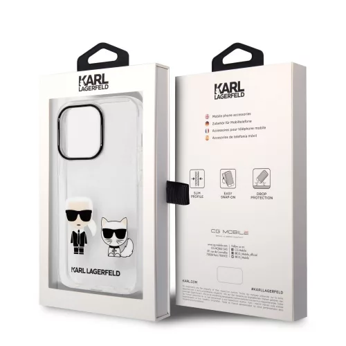 Karl Lagerfeld PC/TPU Ikonik Karl and Choupette Apple iPhone 14 Pro Max (6.7) hátlapvédő tok átlátszó (KLHCP14XCKTR)