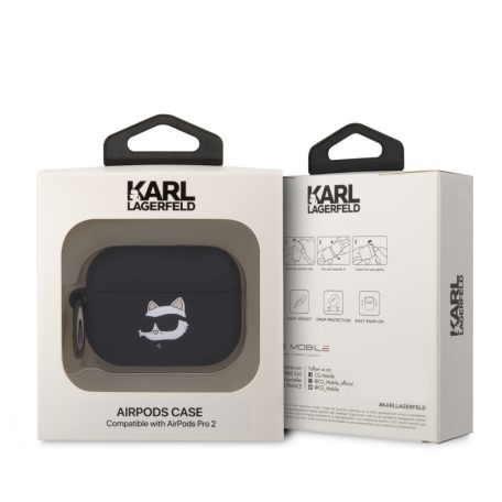 Karl Lagerfeld 3D Logo NFT Choupette Head Apple Airpods Pro 2 szilikon tok fekete (KLAP2RUNCHK)