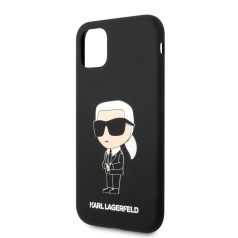   Karl Lagerfeld Apple iPhone 11 (6.1) 2019 Liquid Silicone Ikonik NFT hátlapvédő tok fekete (KLHCN61SNIKBCK)