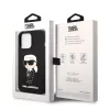 Karl Lagerfeld Liquid Silicone Ikonik NFT Apple iPhone 12 / 12 Pro 2020 (6.1) hátlapvédő tok fekete (KLHCP12MSNIKBCK)