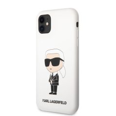   Karl Lagerfeld Liquid Silicone Ikonik NFT Apple iPhone 11 (6.1) hátlapvédő tok fehér (KLHCN61SNIKBCH)