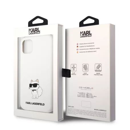 Karl Lagerfeld Liquid Silicone Choupette NFT Apple iPhone 11 (6.1) hátlapvédő tok fehér (KLHCN61SNCHBCH)