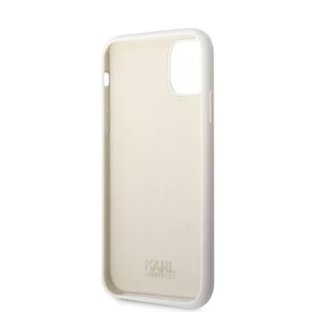Karl Lagerfeld Liquid Silicone Choupette NFT Apple iPhone 12 / 12 Pro 2020 (6.1) hátlapvédő tok fehér (KLHCP12MSNCHBCH)