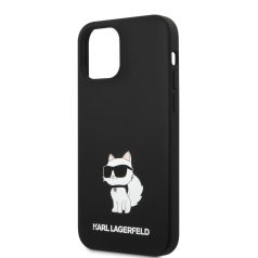   Karl Lagerfeld Liquid Silicone Choupette NFT Apple iPhone 12 / 12 Pro 2020 (6.1) hátlapvédő tok fekete (KLHCP12MSNCHBCK)