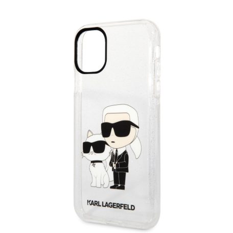 Karl Lagerfeld IML Glitter Karl and Choupette NFT Apple iPhone 11 (6.1) 2019 hátlapvédő tok átlátszó (KLHCN61SLKLRBK)