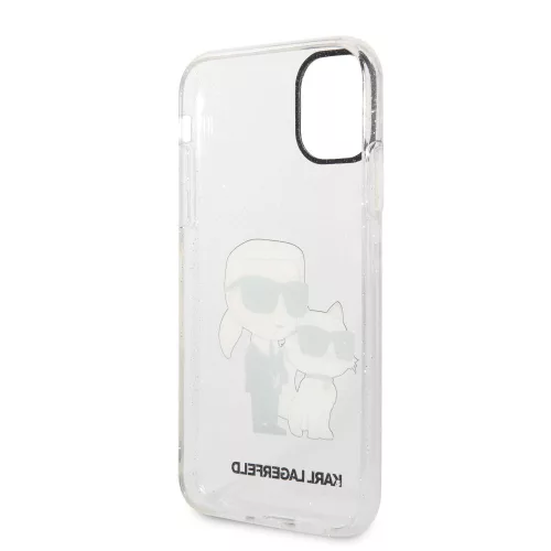 Karl Lagerfeld IML Glitter Karl and Choupette NFT Apple iPhone 11 (6.1) 2019 hátlapvédő tok átlátszó (KLHCN61SLKLRBK)