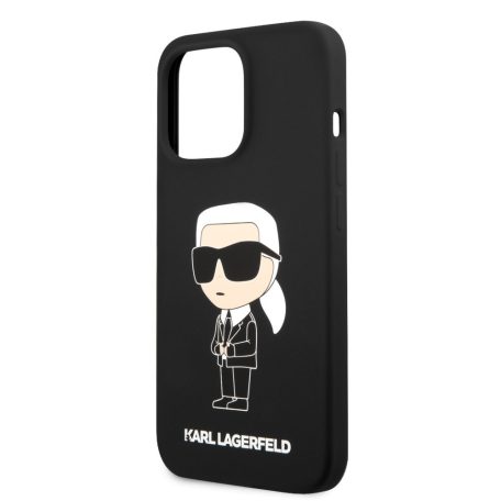 Karl Lagerfeld Liquid Silicone Ikonik NFT Apple iPhone 13 Pro (6.1) hátlapvédő tok fekete (KLHCP13LSNIKBCK)