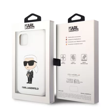 Karl Lagerfeld Liquid Silicone Ikonik NFT Apple iPhone 13 (6.1) hátlapvédő tok fehér (KLHCP13LSNIKBCH)
