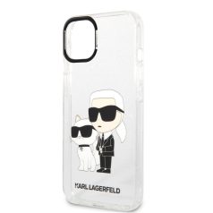  Karl Lagerfeld IML Glitter Karl and Choupette NFT Apple iPhone 13 (6.1) hátlapvédő tok átlátszó (KLHCP13MHNKCTGT)