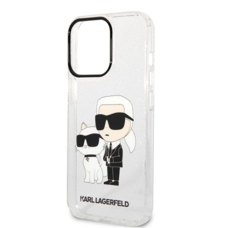 Karl Lagerfeld IML Glitter Karl and Choupette NFT Apple iPhone 13 Pro (6.1) hátlapvédő tok átlátszó (KLHCP13LHNKCTGT)