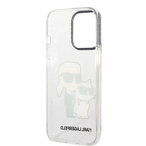 Karl Lagerfeld IML Glitter Karl and Choupette NFT Apple iPhone 13 Pro (6.1) hátlapvédő tok átlátszó (KLHCP13LHNKCTGT)