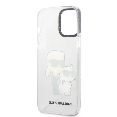 Karl Lagerfeld IML Glitter Karl and Choupette NFT Apple iPhone 13 Pro Max (6.7) hátlapvédő tok átlátszó (KLHCP13XHNKCTGT)