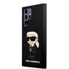   Karl Lagerfeld Liquid Silicone Ikonik NFT Samsung Galaxy S23 Ultra (2023) hátlapvédő tok fekete (KLHCS23LSNIKBCK)