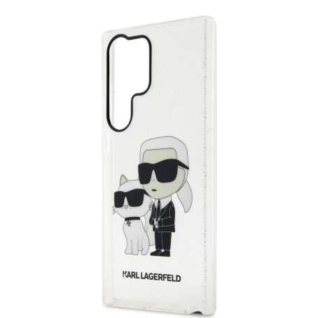 Karl Lagerfeld IML Glitter Karl and Choupette Samsung S918 Galaxy S23 Ultra (2023) hátlapvédő tok átlátszó (KLHCS23LHNKCTGT)