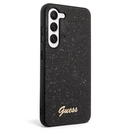 Guess PC/TPU Glitter Flakes Metal Logo Samsung Galaxy S23 (2023) hátlapvédő tok fekete (GUHCS23SHGGSHK)