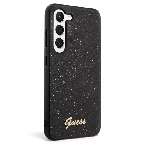 Guess PC/TPU Glitter Flakes Metal Logo Samsung Galaxy S23 (2023) hátlapvédő tok fekete (GUHCS23SHGGSHK)
