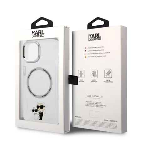 Karl Lagerfeld IML MagSafe Karl and Choupette Apple iPhone 13 (6.1) hátlapvédő tok átlátszó (KLHMP13MHNKCIT)