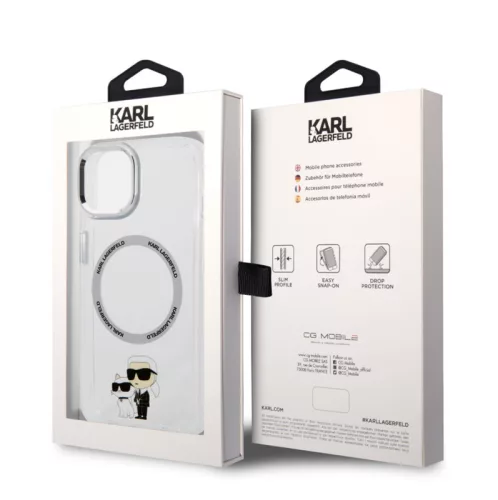 Karl Lagerfeld IML MagSafe Karl and Choupette Apple iPhone 13 (6.1) hátlapvédő tok átlátszó (KLHMP13MHNKCIT)