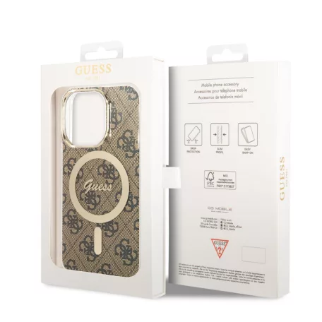 Guess Apple iPhone 14 Pro (6.1) 4G IML MagSafe hátlapvédő tok barna (GUHMP14LH4STW)