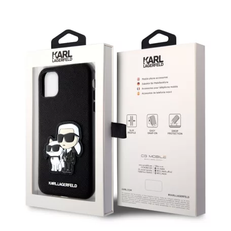 Karl Lagerfeld PU Saffiano Karl and Choupette NFT Apple iPhone 11 (6.1) hátlapvédő tok fekete (KLHCN61SANKCPK)