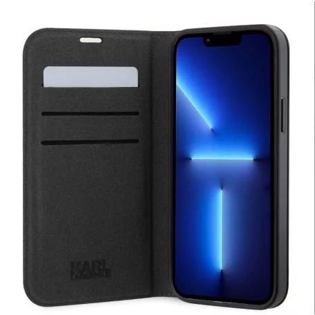 Karl Lagerfeld PU Saffiano Karl and Choupette NFT Apple iPhone 12 / 12 Pro 2020 (6.1) könyvtok fekete (KLBKP12MSANKCPK)