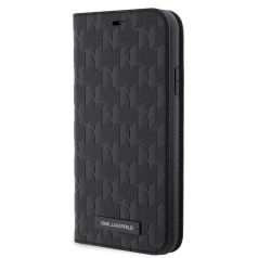   Karl Lagerfeld PU Saffiano Monogram Apple iPhone 13 (6.1) könyvtok fekete (KLBKP13MSAKLHPK)