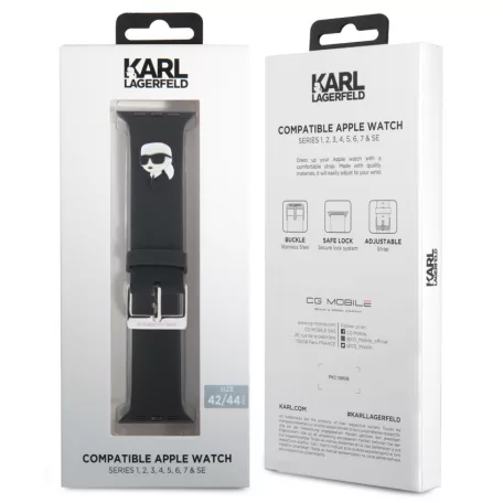 Karl Lagerfeld Karl Head NFT Apple Watch 42/44/45/49 mm óraszíj fekete (KLAWLSLKNK)