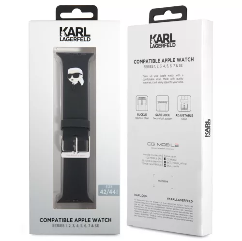 Karl Lagerfeld Karl Head NFT Apple Watch 42/44/45/49 mm óraszíj fekete (KLAWLSLKNK)