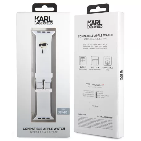 Karl Lagerfeld Karl Head Apple Watch 38/40/41mm óraszíj fehér (KLAWMSLKNH)
