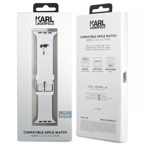 Karl Lagerfeld Karl Head Apple Watch 42/44/45/49 mm óraszíj fehér (KLAWLSLKNH)