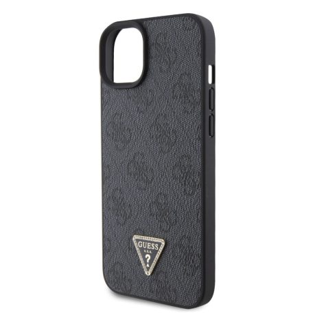 Guess Apple iPhone 15 (6.1) PU 4G Strass Triangle Metal Logo hátlapvédő tok fekete (GUHCP15SP4TDPK)