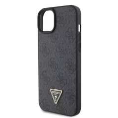   Guess Apple iPhone 15 Plus (6.7) PU 4G Strass Triangle Metal Logo hátlapvédő tok fekete (GUHCP15MP4TDPK)