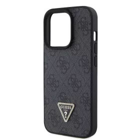  Guess Apple iPhone 15 Pro (6.1) PU 4G Strass Triangle Metal Logo hátlapvédő tok fekete (GUHCP15LP4TDPK)
