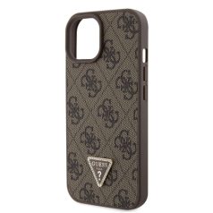   Guess Apple iPhone 15 (6.1) PU 4G Strass Triangle Metal Logo hátlapvédő tok barna (GUHCP15SP4TDPW)