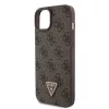 Guess Apple iPhone 15 Plus (6.7) PU 4G Strass Triangle Metal Logo hátlapvédő tok barna (GUHCP15MP4TDPW)