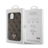 Guess Apple iPhone 15 Plus (6.7) PU 4G Strass Triangle Metal Logo hátlapvédő tok barna (GUHCP15MP4TDPW)