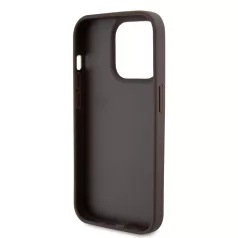   Guess Apple iPhone 15 Pro (6.1) PU 4G Strass Triangle Metal Logo hátlapvédő tok barna (GUHCP15LP4TDPW)