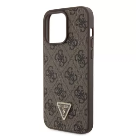   Guess Apple iPhone 15 Pro Max (6.7) 4G Strass Triangle Metal Logo hátlapvédő tok barna (GUHCP15XP4TDPW)
