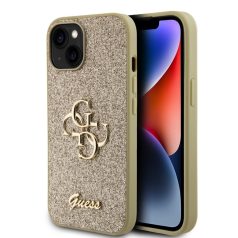   Guess Apple iPhone 13 (6.1) PU Fixed Glitter 4G Metal Logo hátlapvédő tok arany (GUHCP13MHG4SGD)