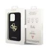 Guess Apple iPhone 14 Pro Max (6.7) PU Perforated 4G Glitter Metal Logo hátlapvédő tok fekete (GUHCP14XPSP4LGK)